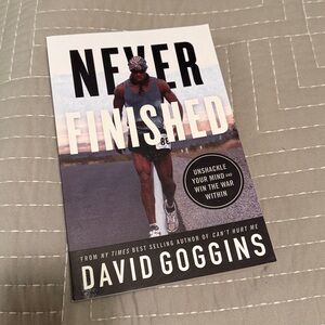 Unread softcover of Never Finished — David Goggins’ guide to pushing past limits